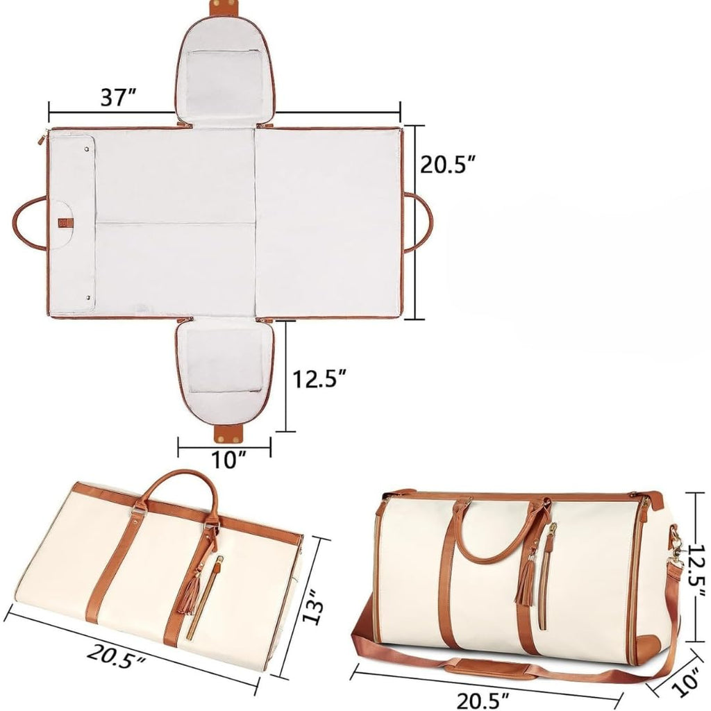 All-in-One Foldable Leather Duffle Bag