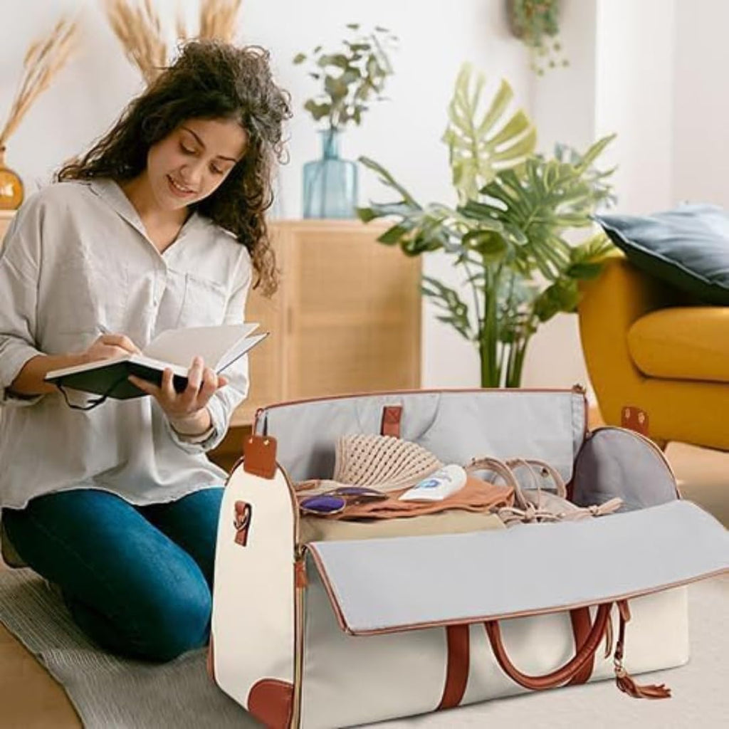 All-in-One Foldable Leather Duffle Bag