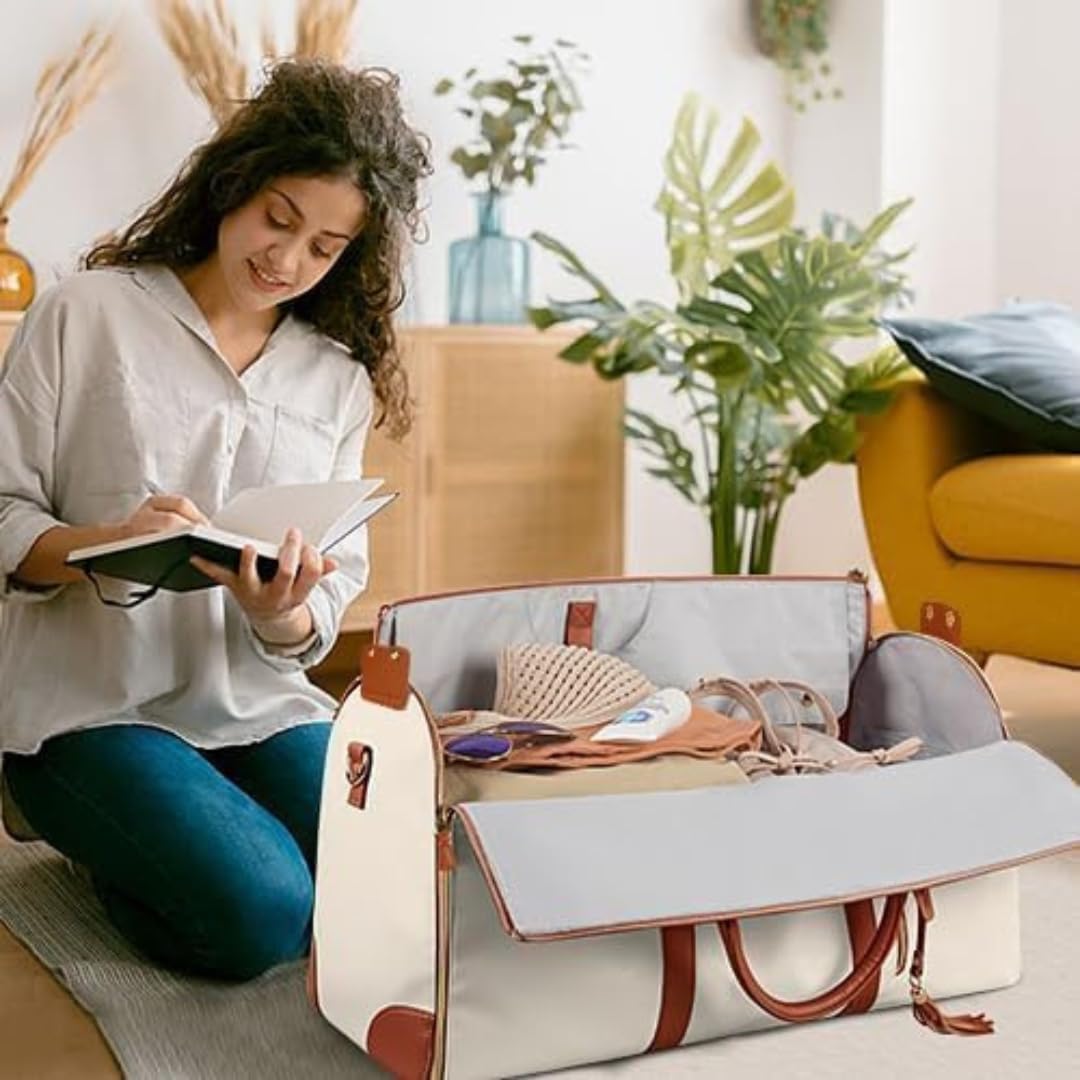 All-in-One Foldable Leather Duffle Bag