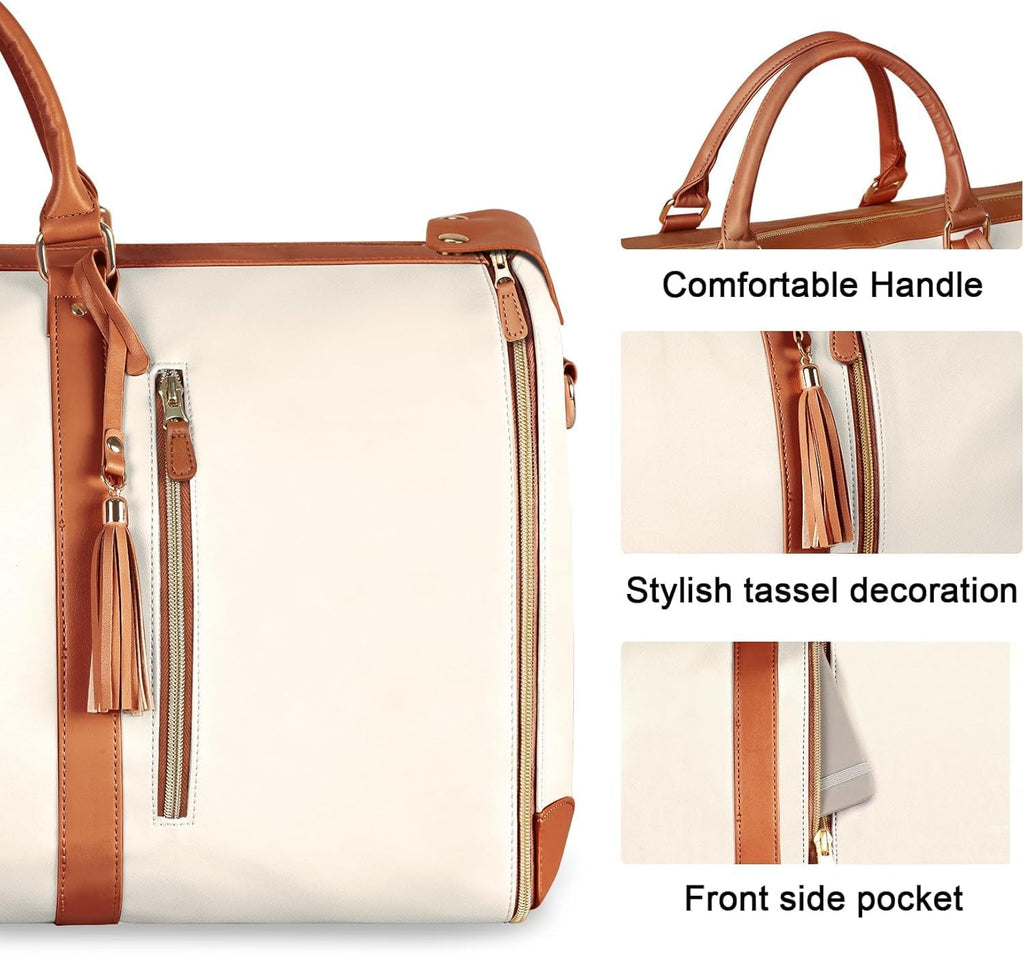 All-in-One Foldable Leather Duffle Bag