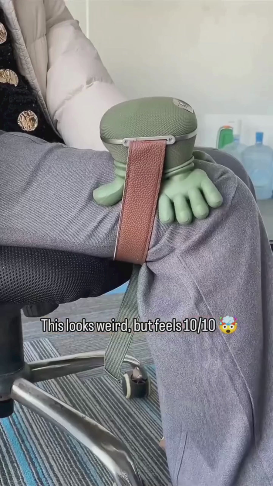 Massage device being used on tired legs